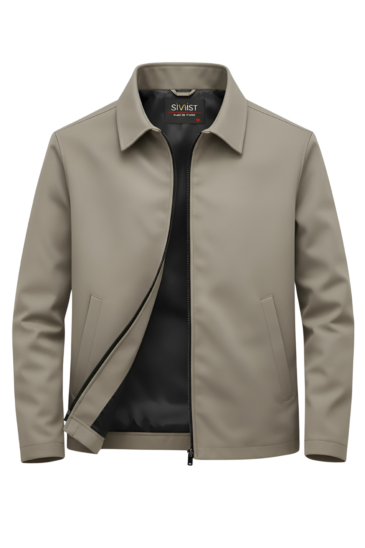 SİVAİST  Krem Erkek Pamuk Polyester Karışımlı Yakalı Bonded Kumaş Su Ve Rüzgar Geçirmez Mevsimlik&Yazlık Mont - Görsel 2