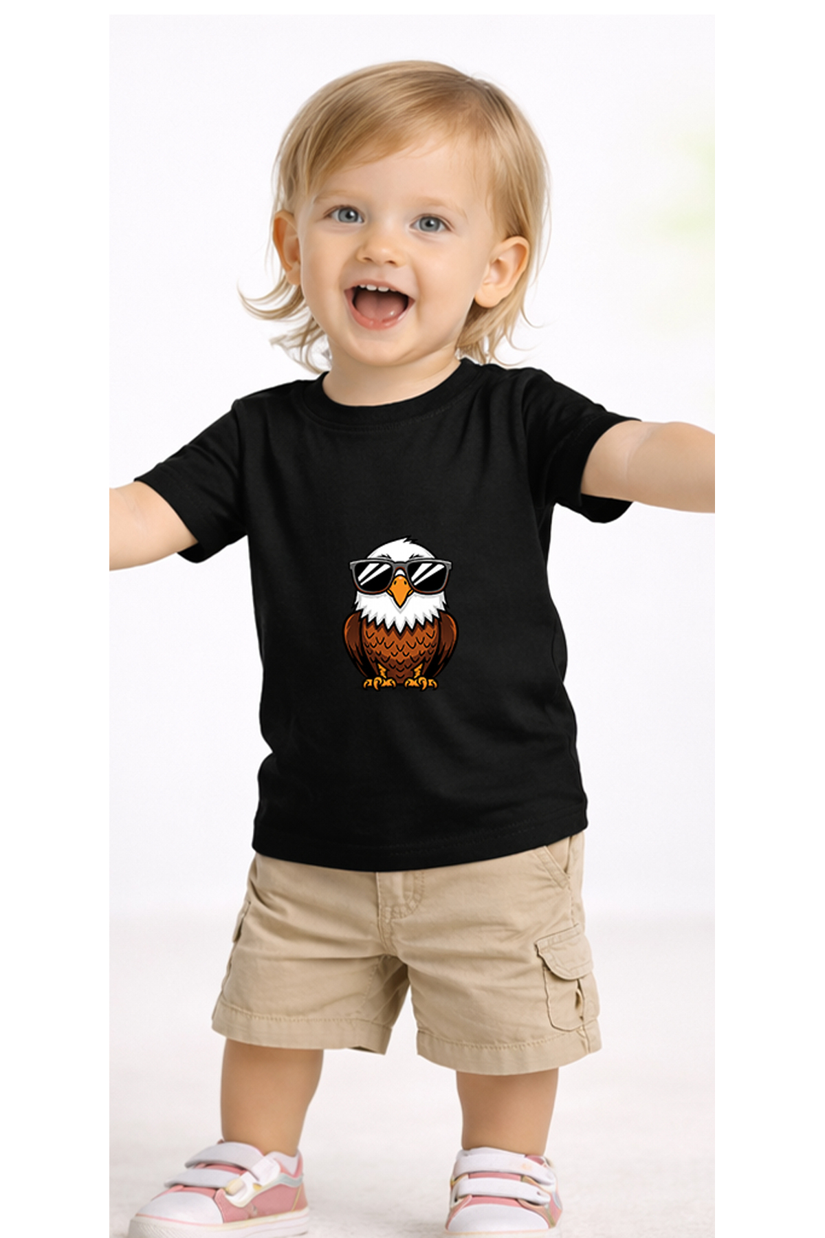 petite pati Siyah Eagleglasses Bebek Tişört %100 Pamuk Penye Çocuk Tshirt Baskılı fotoğrafı 2 (önizleme)