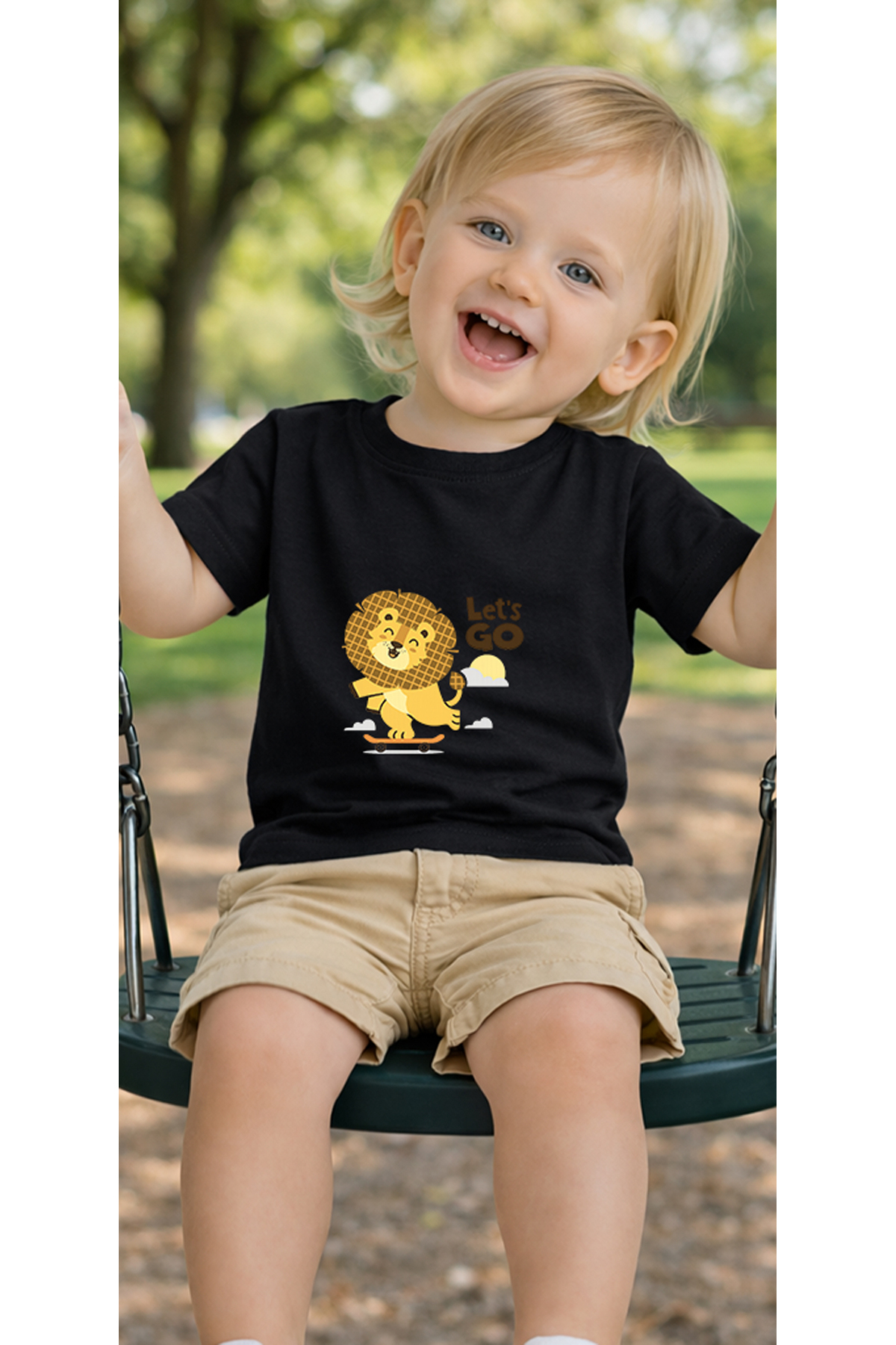 petite pati Siyah Skatelion Bebek Tişört %100 Pamuk Penye Çocuk Tshirt Baskılı fotoğrafı 3 (önizleme)