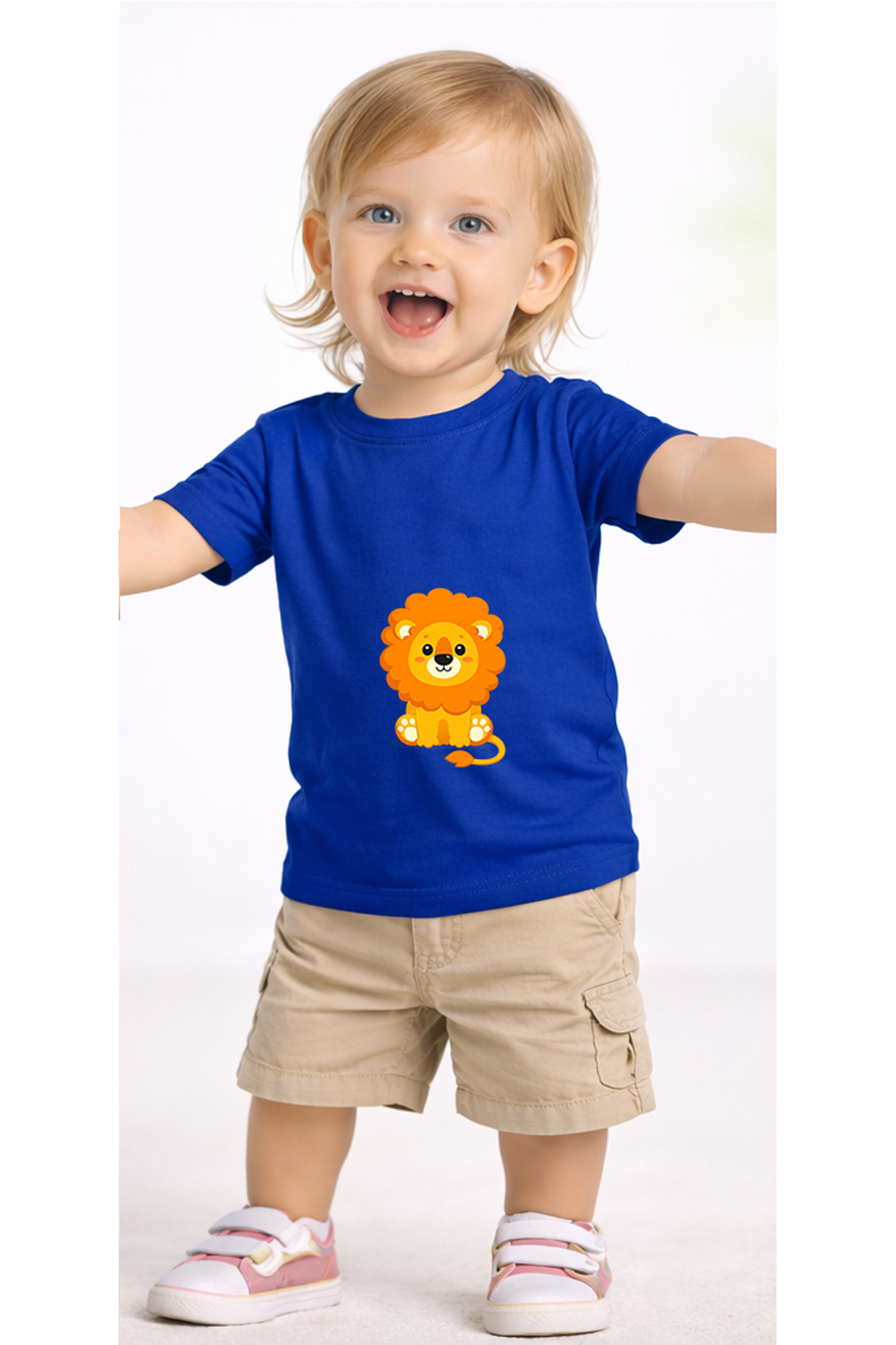 petite pati Mavi Sittinglion Bebek Tişört %100 Pamuk Penye Çocuk Tshirt Baskılı fotoğrafı 2 (önizleme)
