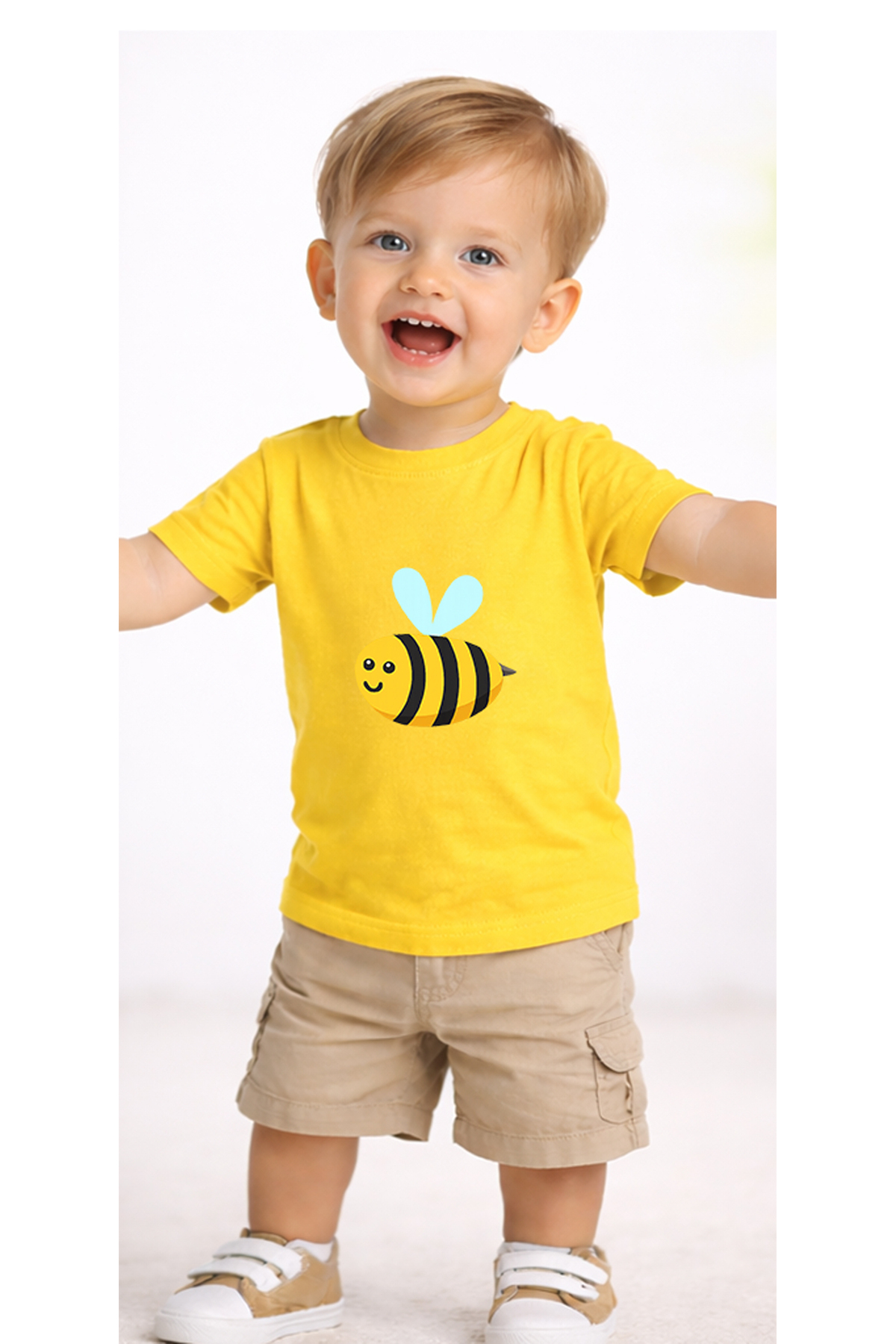 petite pati Sarı Bee Bebek Tişört %100 Pamuk Penye Çocuk Tshirt Baskılı fotoğrafı 2 (önizleme)