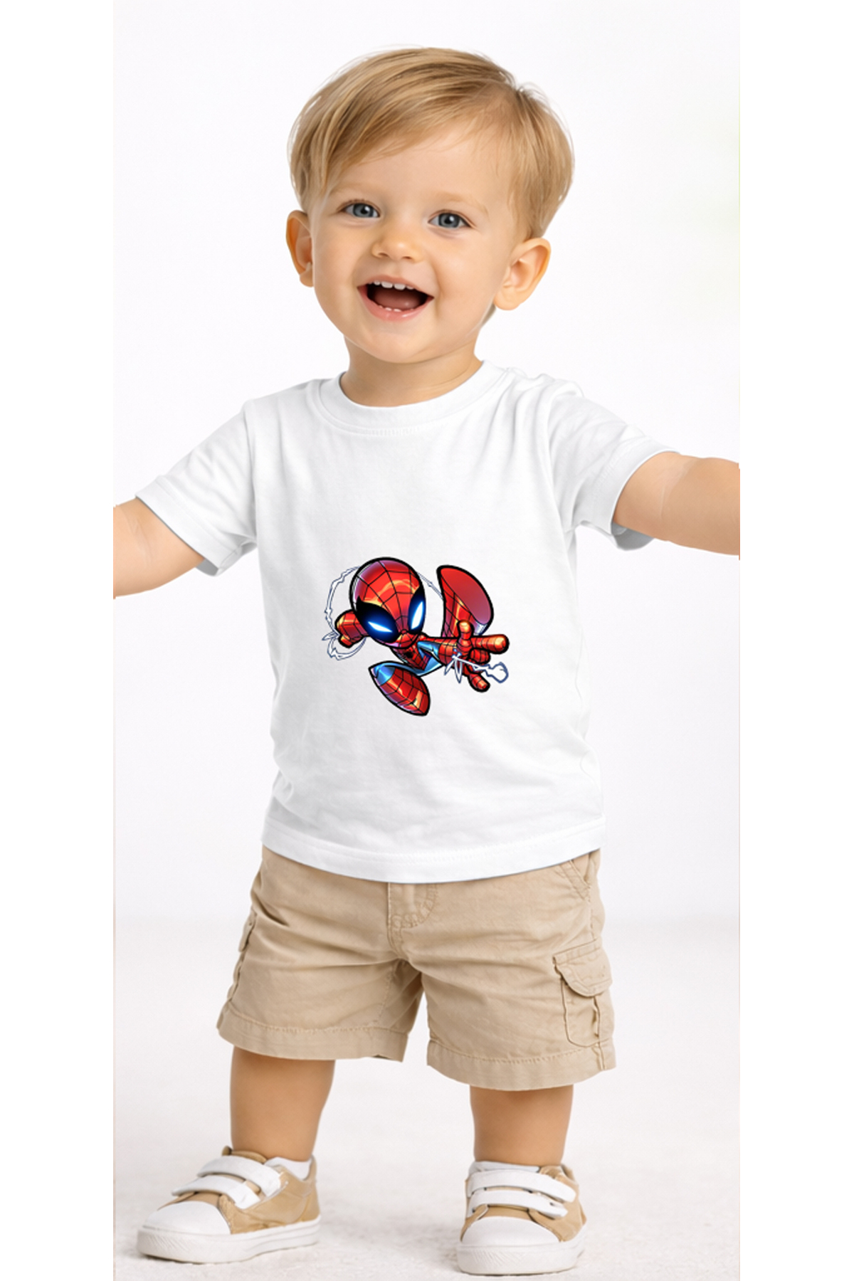 petite pati Beyaz Smallspider2 Bebek Tişört %100 Pamuk Penye Çocuk Tshirt Baskılı fotoğrafı 2 (önizleme)