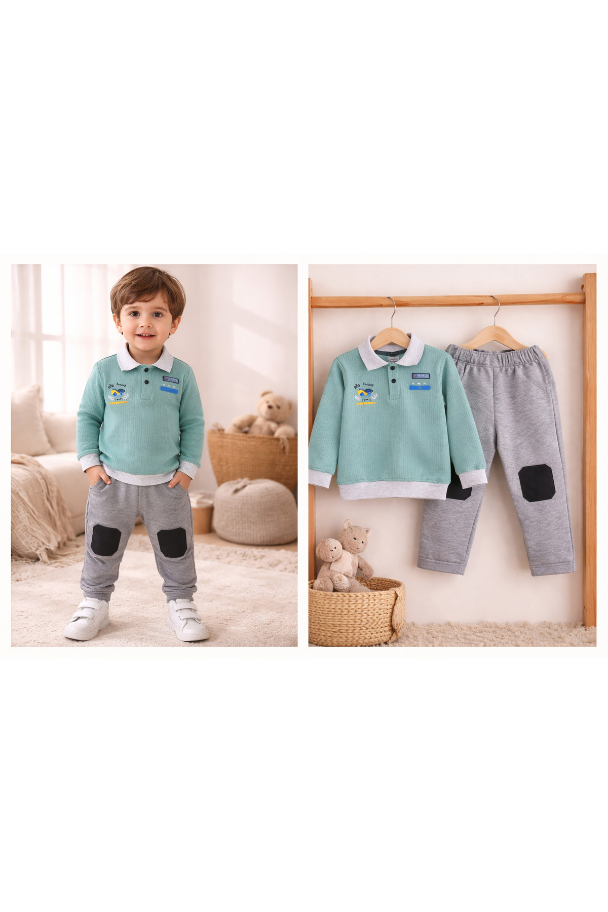 vinezza Renkli Baskılı 1. Kalite Pamuklu Erkek Bebek Takımı fotoğrafı 3 (önizleme)