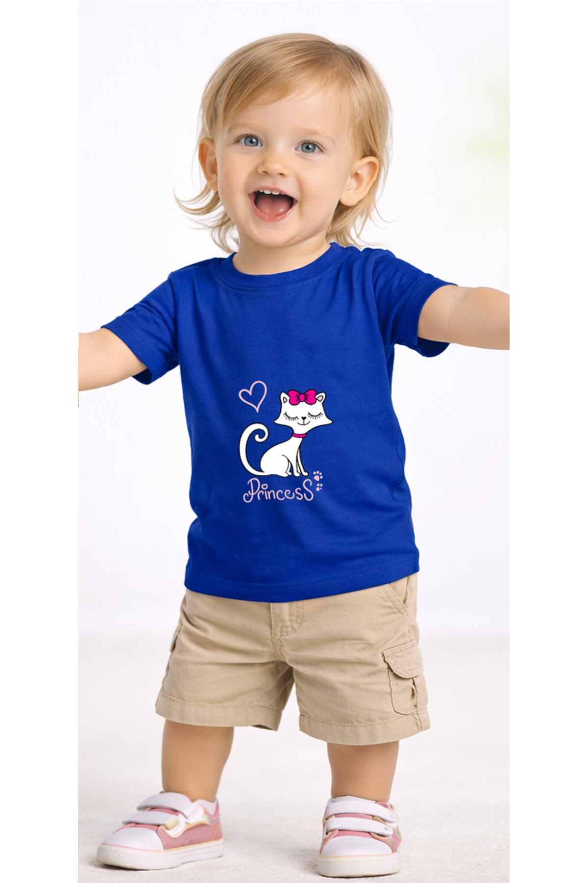 petite pati Mavi Princesscat Bebek Tişört %100 Pamuk Penye Çocuk Tshirt Baskılı fotoğrafı 2 (önizleme)