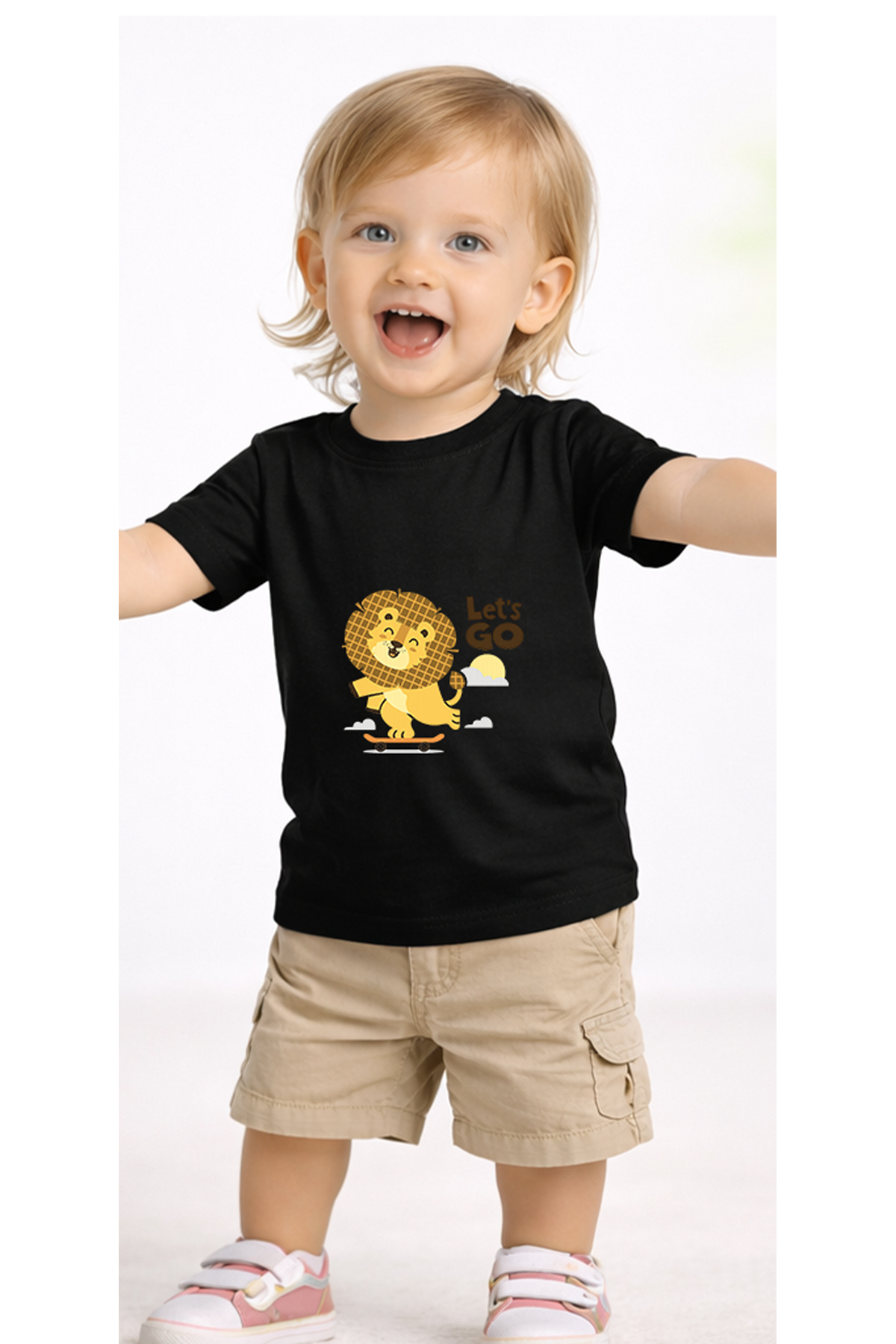 petite pati Siyah Skatelion Bebek Tişört %100 Pamuk Penye Çocuk Tshirt Baskılı fotoğrafı 2 (önizleme)