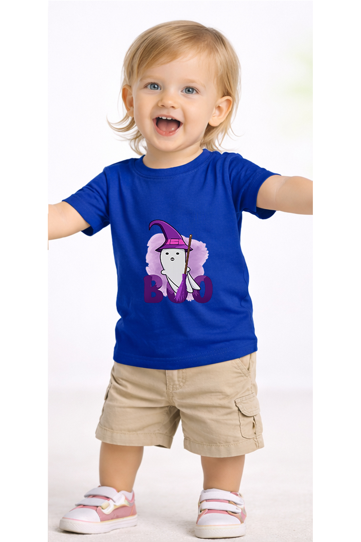 petite pati Mavi Booghost Bebek Tişört %100 Pamuk Penye Çocuk Tshirt Baskılı fotoğrafı 2 (önizleme)
