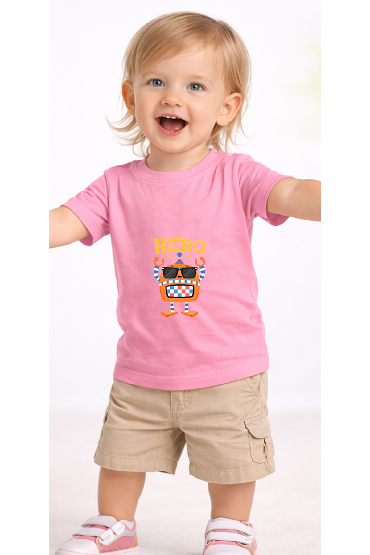 petite pati Pembe Herorobot Bebek Tişört %100 Pamuk Penye Çocuk Tshirt Baskılı fotoğrafı 2 (önizleme)