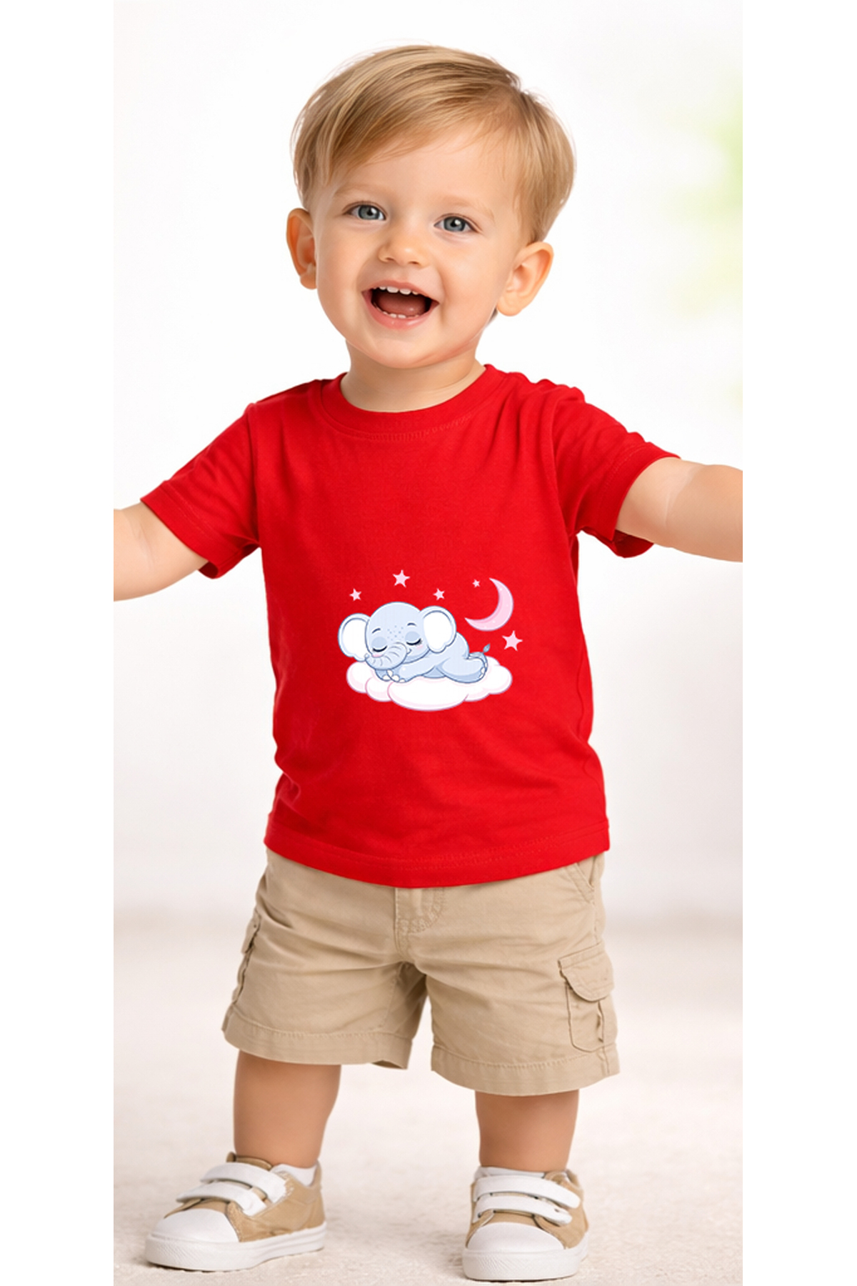 petite pati Kırmızı Filsleep Bebek Tişört %100 Pamuk Penye Çocuk Tshirt Baskılı fotoğrafı 2 (önizleme)