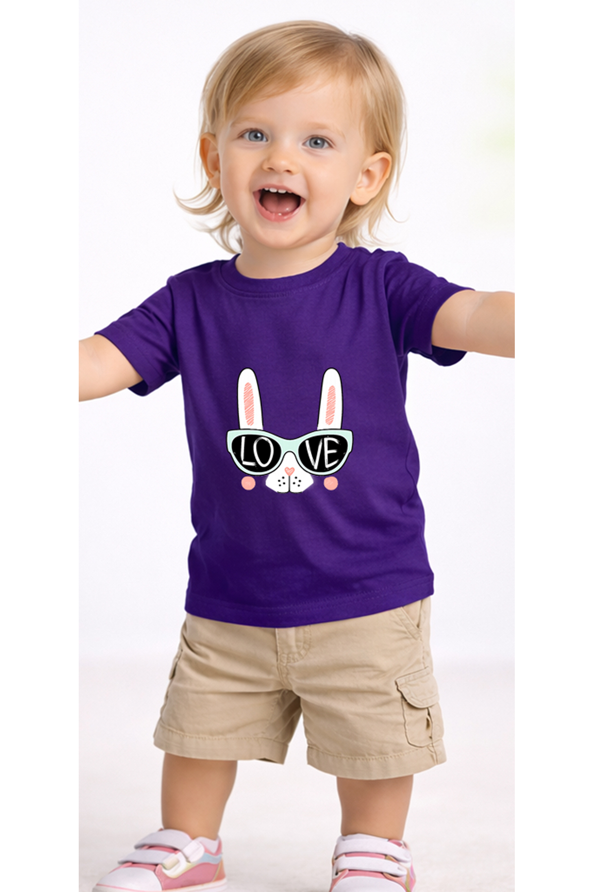 petite pati Mor Lovebunny Bebek Tişört %100 Pamuk Penye Çocuk Tshirt Baskılı fotoğrafı 2 (önizleme)