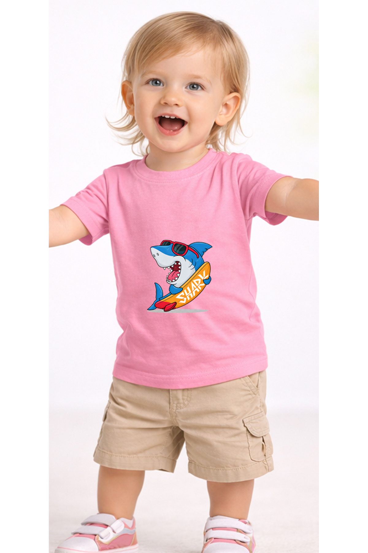 petite pati Pembe Surfshark Bebek Tişört %100 Pamuk Penye Çocuk Tshirt Baskılı fotoğrafı 2 (önizleme)