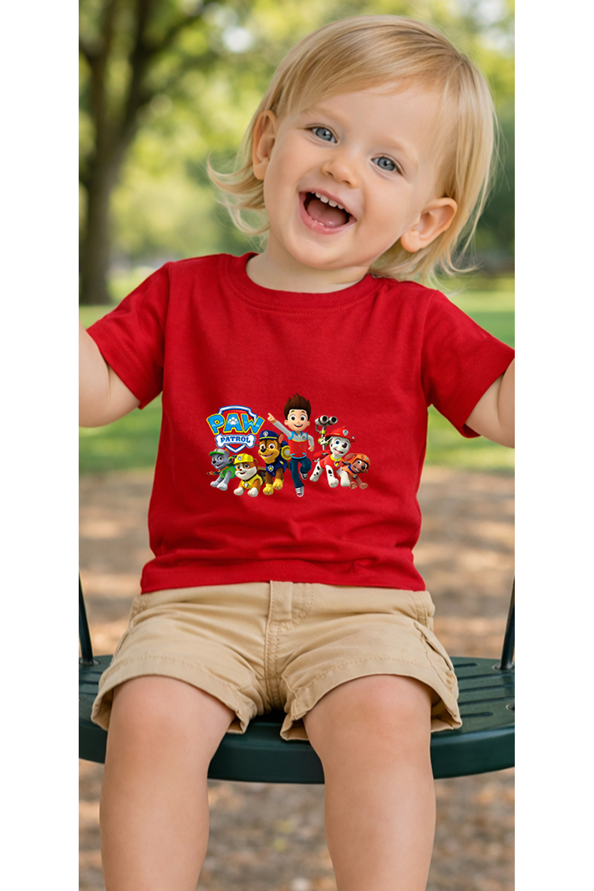 petite pati Kırmızı Pawpatgroup Bebek Tişört %100 Pamuk Penye Çocuk Tshirt Baskılı fotoğrafı 3 (önizleme)