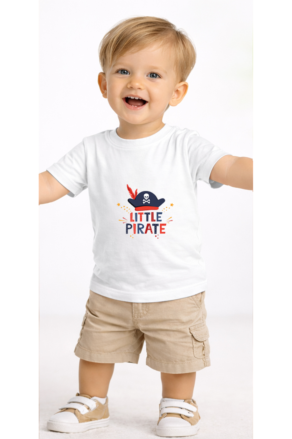petite pati Beyaz Littlepirate Bebek Tişört %100 Pamuk Penye Çocuk Tshirt Baskılı fotoğrafı 2 (önizleme)
