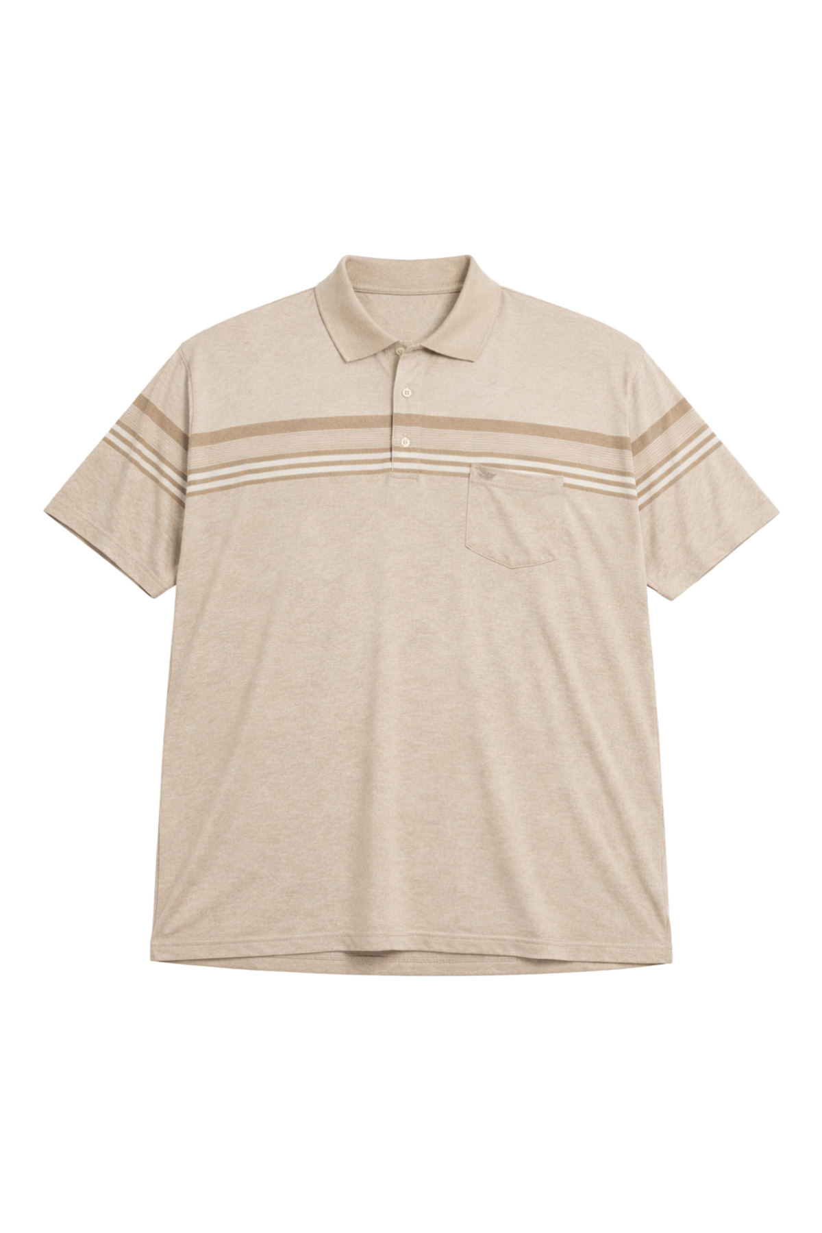 BattalModa Erkek Büyük Beden Melanj Bej Polo Yaka Kısa Kollu Block Tişört 5XL-6XL-7XL-8XL görsel 4