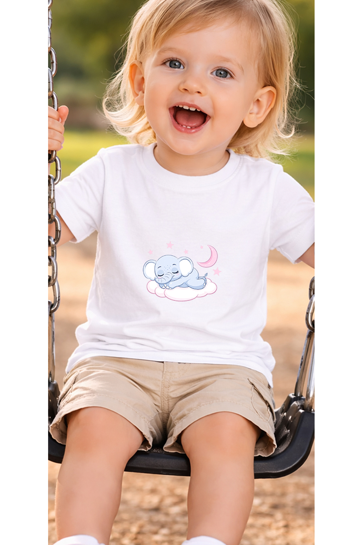 petite pati Beyaz Filsleep Bebek Tişört %100 Pamuk Penye Çocuk Tshirt Baskılı fotoğrafı 3 (önizleme)