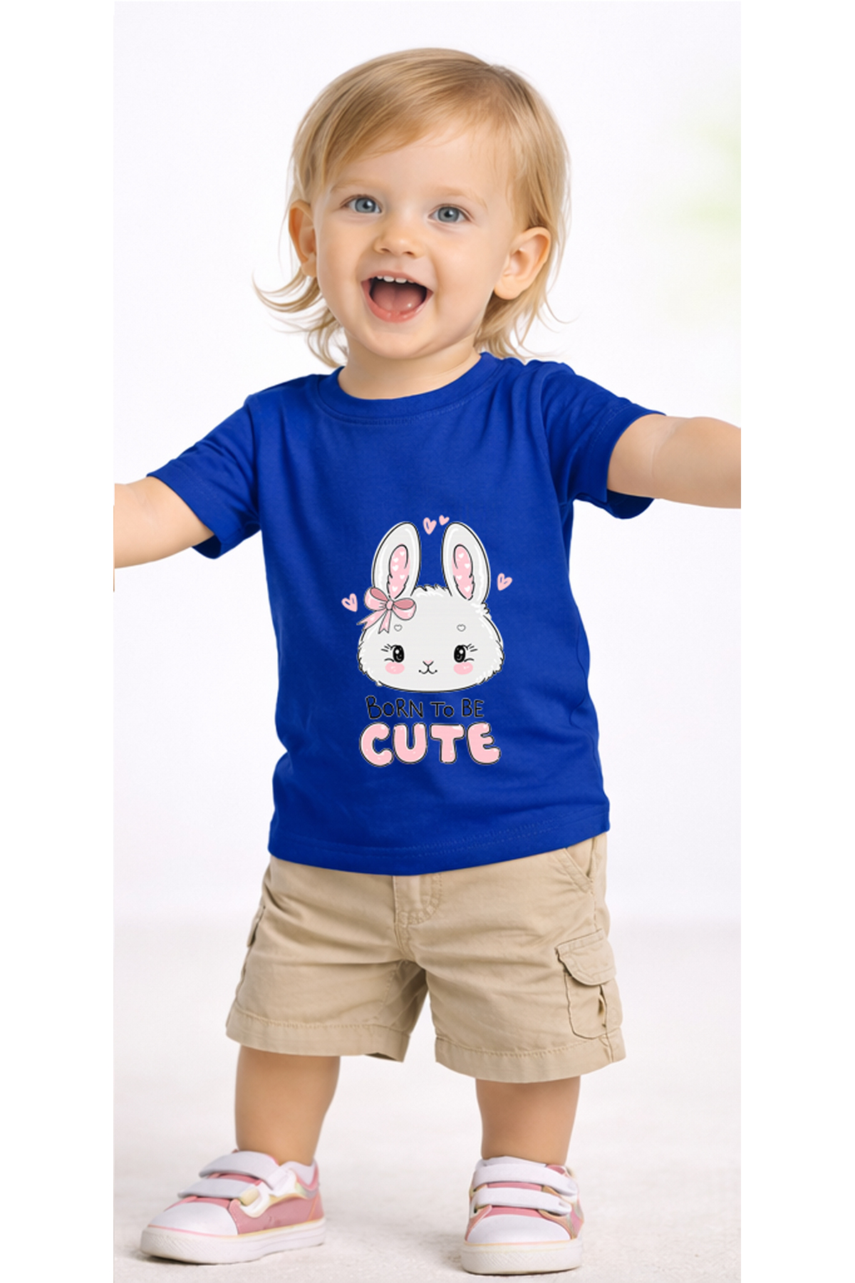petite pati Mavi Borncutebunny Bebek Tişört %100 Pamuk Penye Çocuk Tshirt Baskılı fotoğrafı 2 (önizleme)