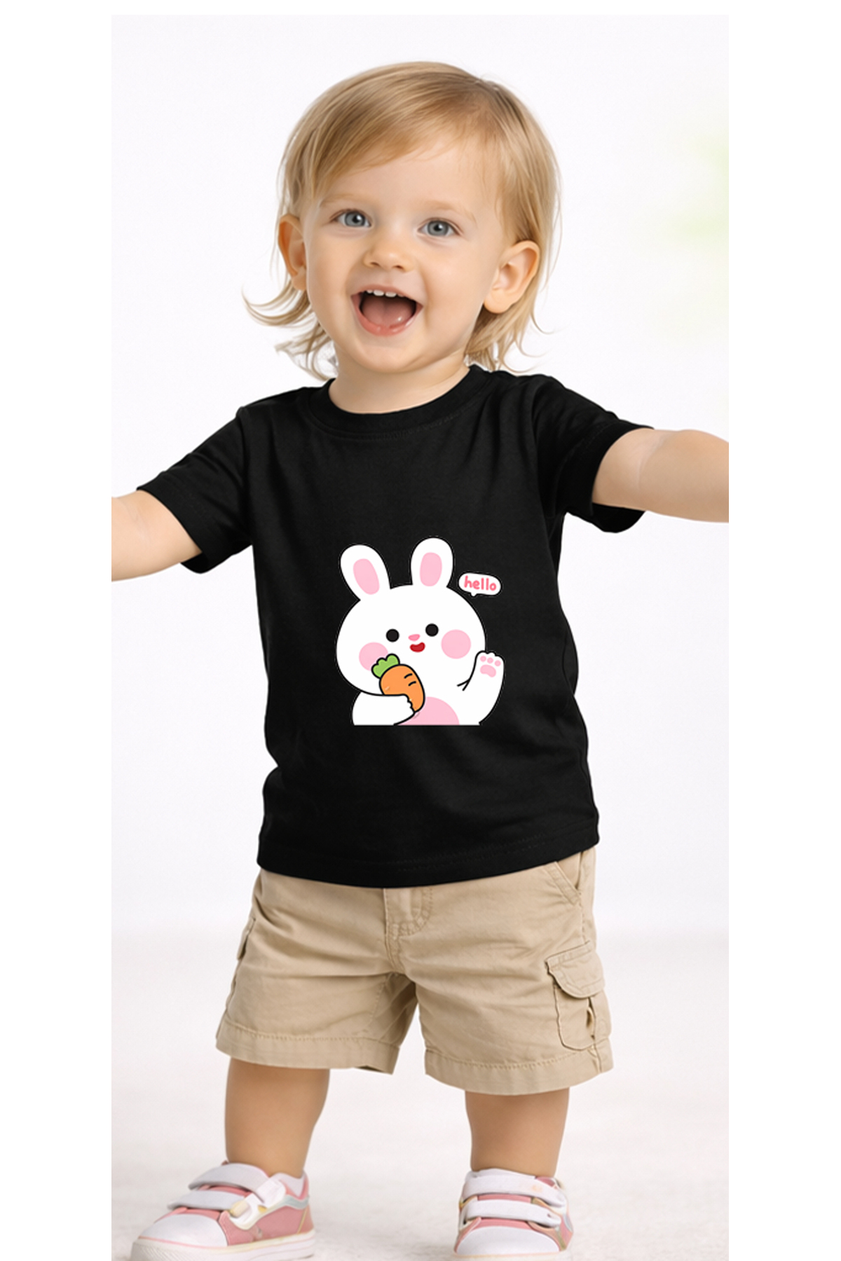 petite pati Siyah Hellobunny Bebek Tişört %100 Pamuk Penye Çocuk Tshirt Baskılı fotoğrafı 2 (önizleme)
