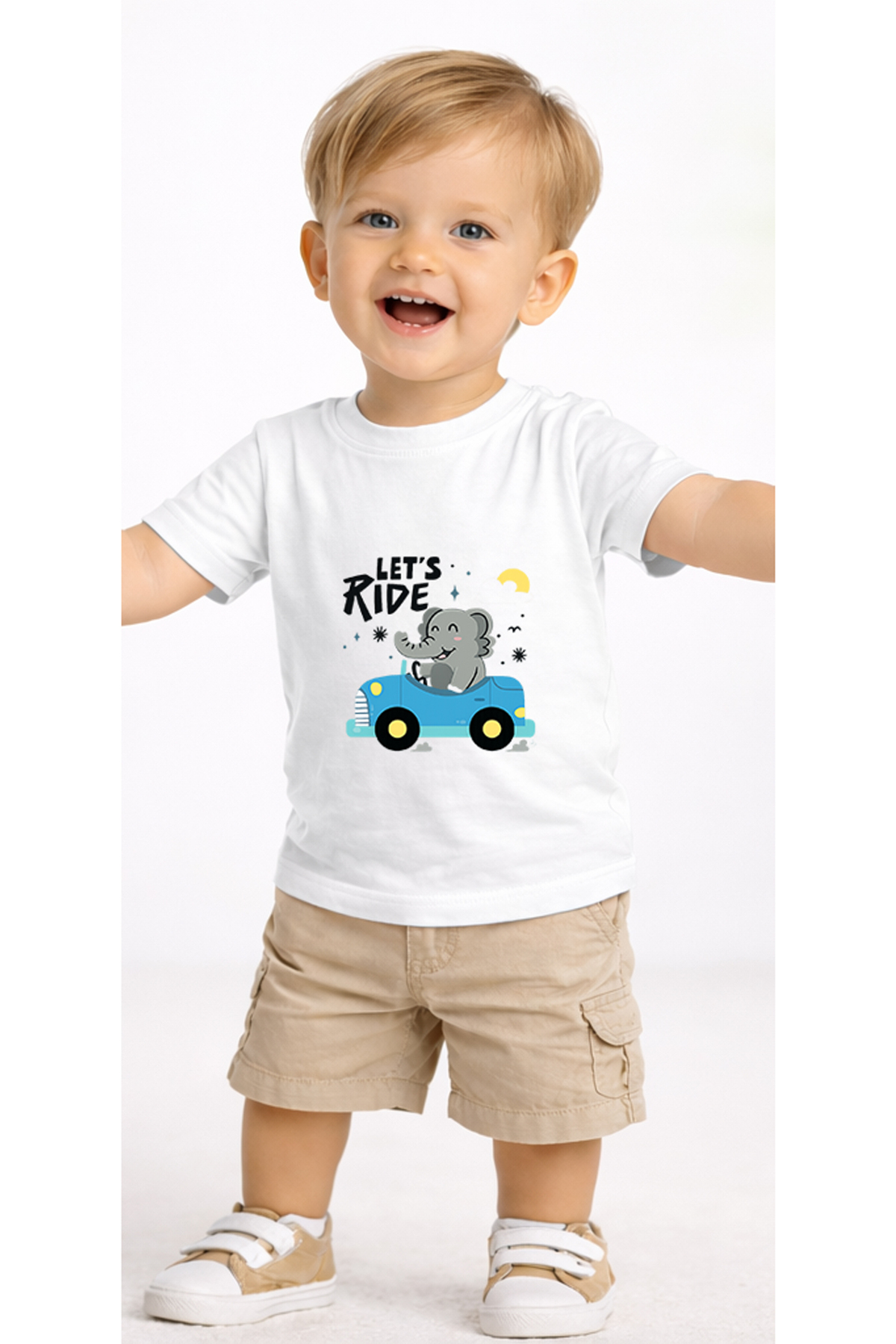 petite pati Beyaz Letsride Bebek Tişört %100 Pamuk Penye Çocuk Tshirt Baskılı fotoğrafı 2 (önizleme)