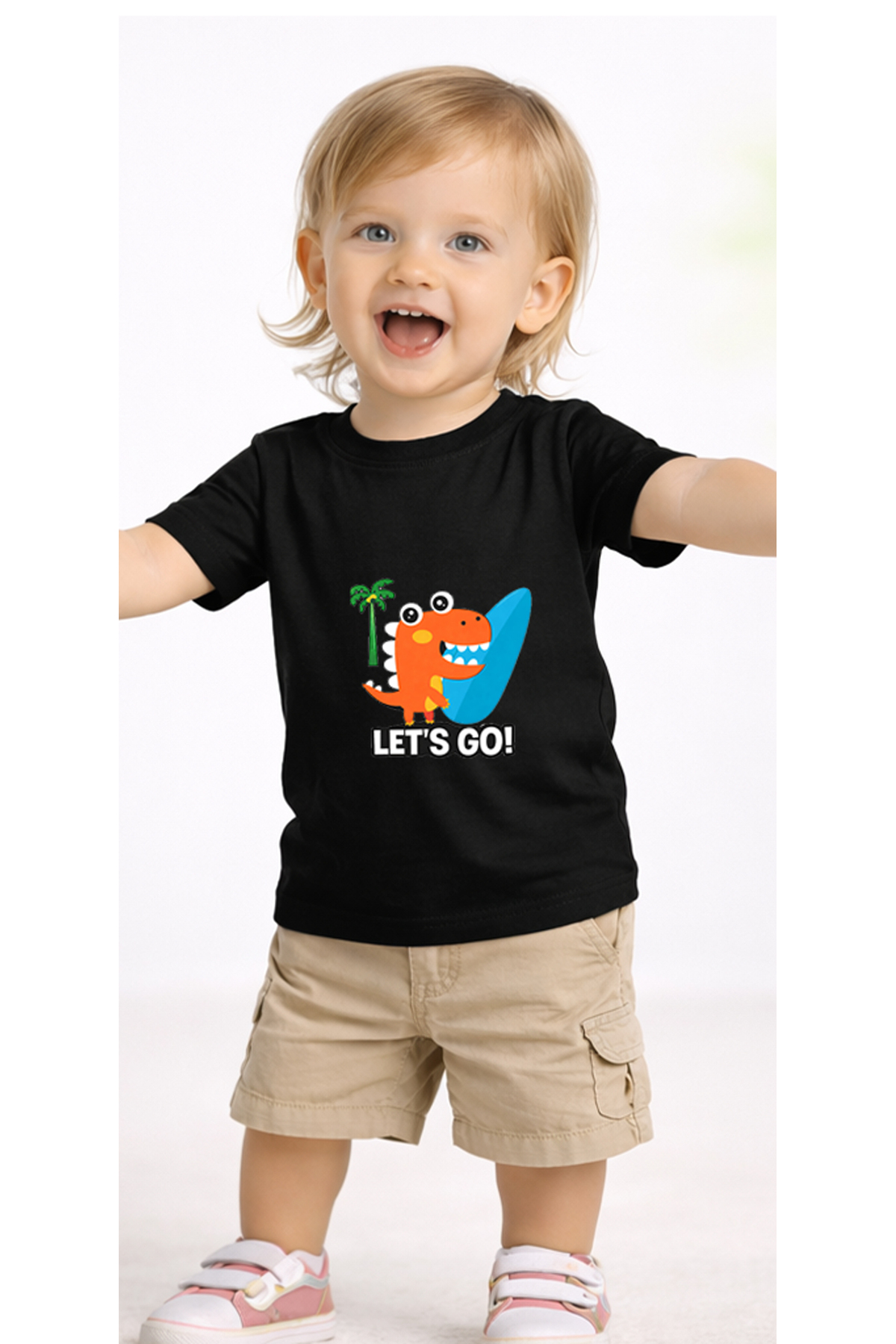petite pati Siyah Palmdino Bebek Tişört %100 Pamuk Penye Çocuk Tshirt Baskılı fotoğrafı 2 (önizleme)