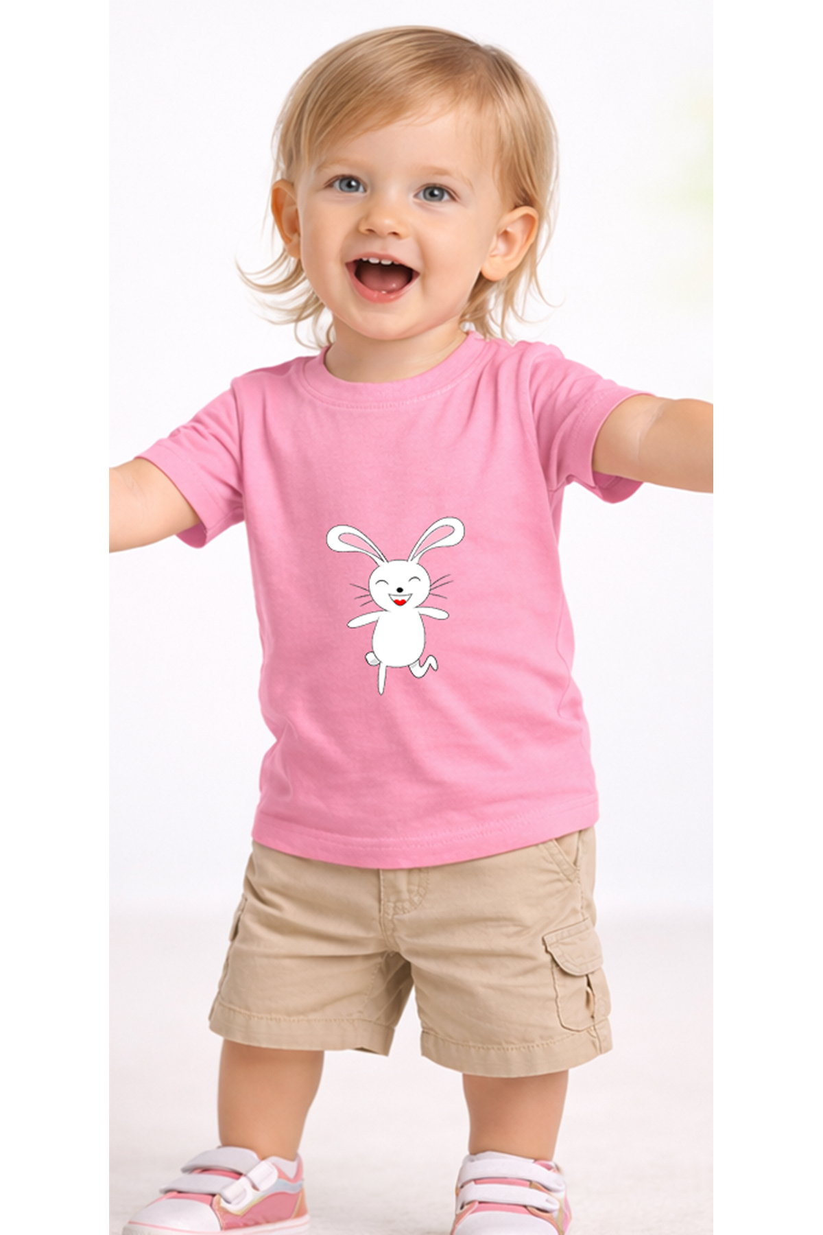 petite pati Pembe Bunnyjump Bebek Tişört %100 Pamuk Penye Çocuk Tshirt Baskılı fotoğrafı 2 (önizleme)