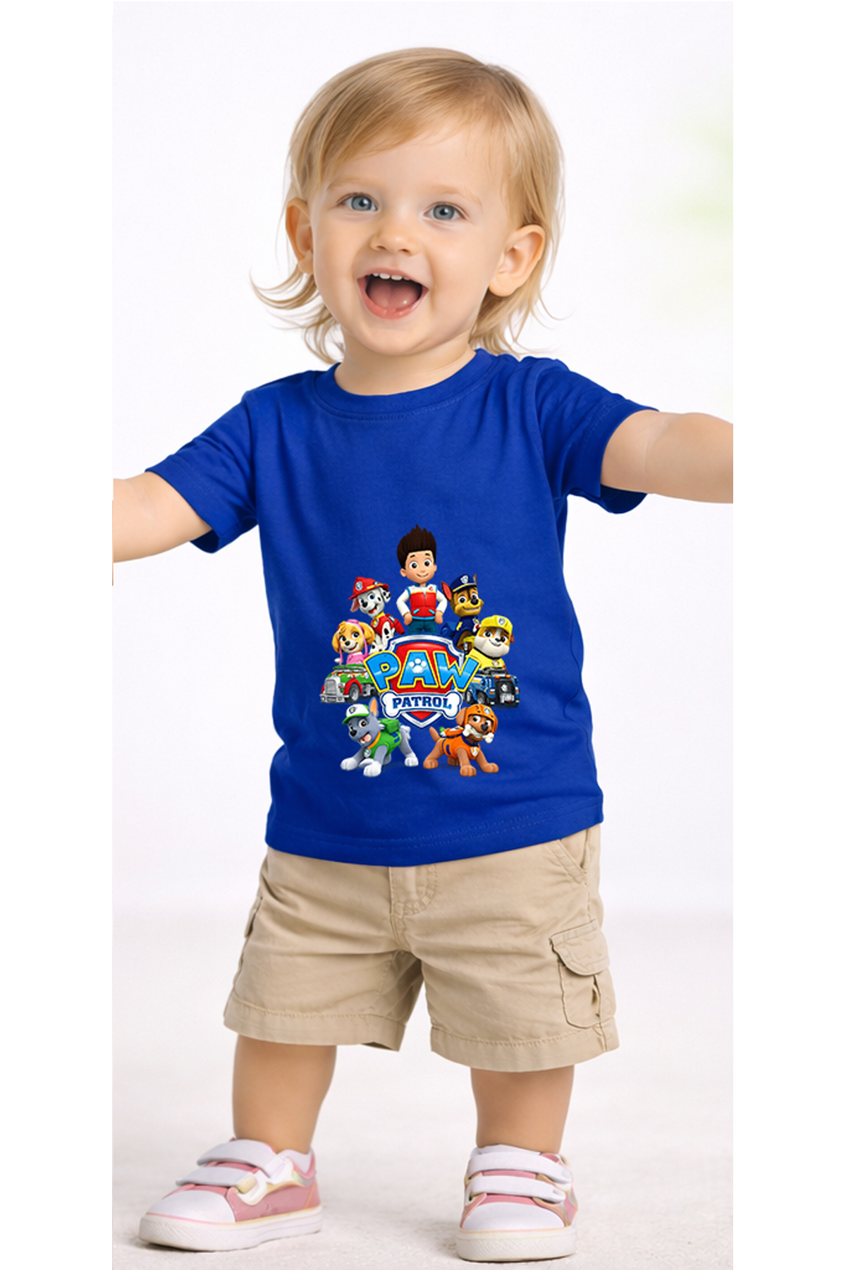 petite pati Mavi Pawaptrolgroupround Bebek Tişört %100 Pamuk Penye Çocuk Tshirt Baskılı fotoğrafı 2 (önizleme)
