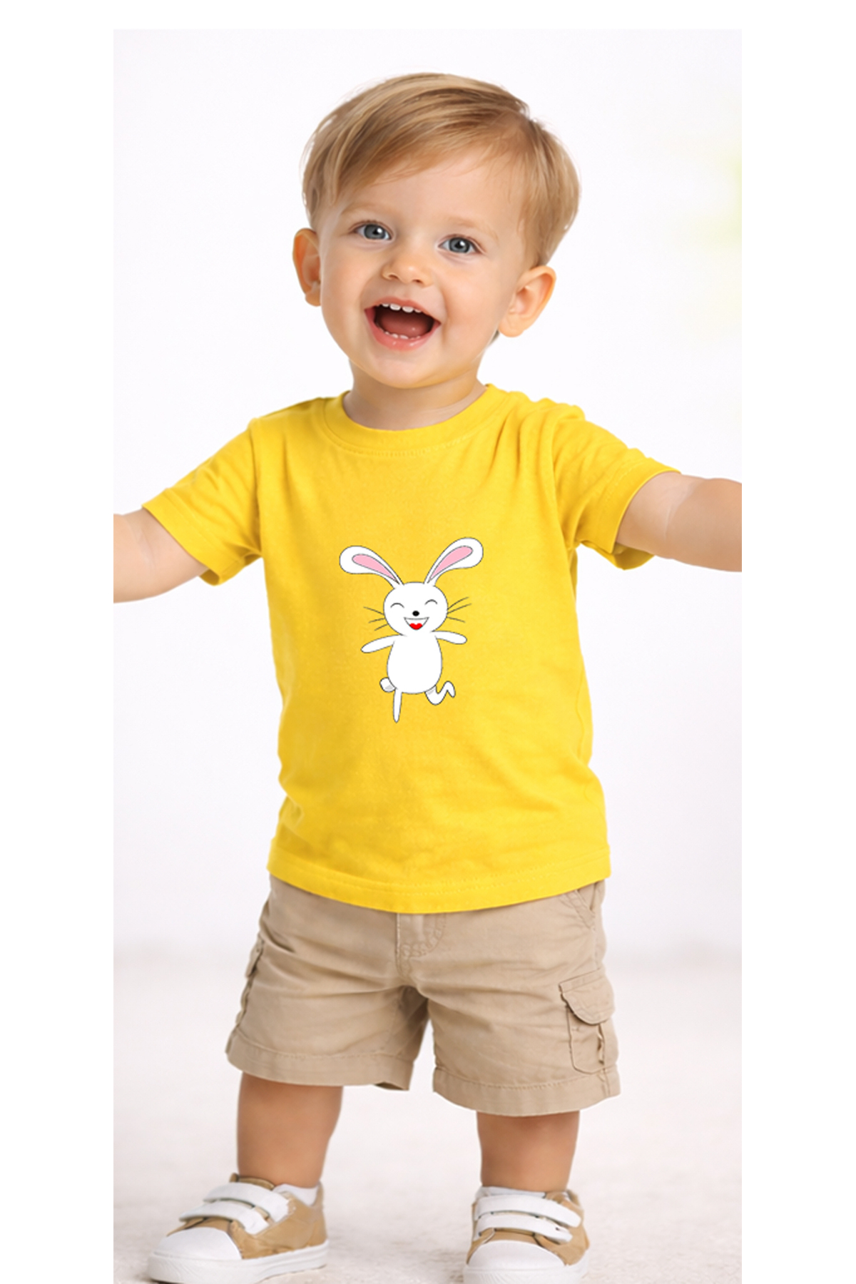 petite pati Sarı Bunnyjump Bebek Tişört %100 Pamuk Penye Çocuk Tshirt Baskılı fotoğrafı 2 (önizleme)