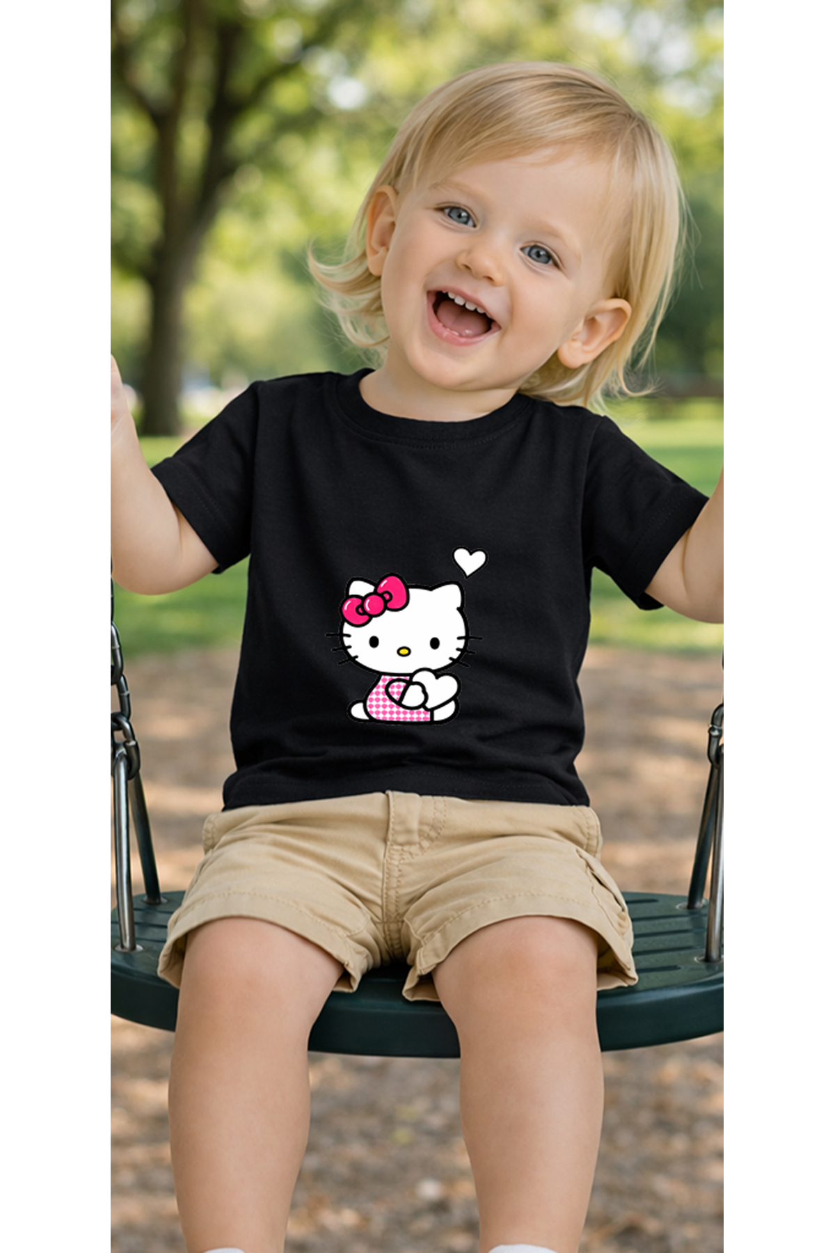 petite pati Siyah Hellopinkdot Bebek Tişört %100 Pamuk Penye Çocuk Tshirt Baskılı fotoğrafı 2 (önizleme)