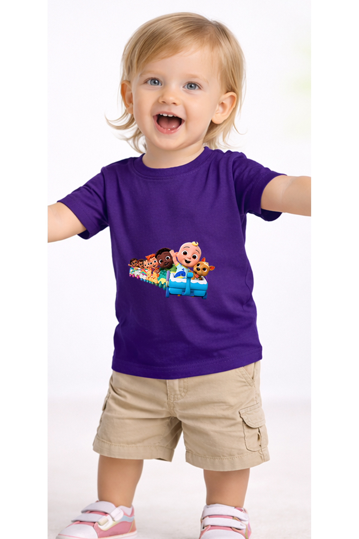 petite pati Mor Cocotrain Bebek Tişört %100 Pamuk Penye Çocuk Tshirt Baskılı fotoğrafı 2 (önizleme)