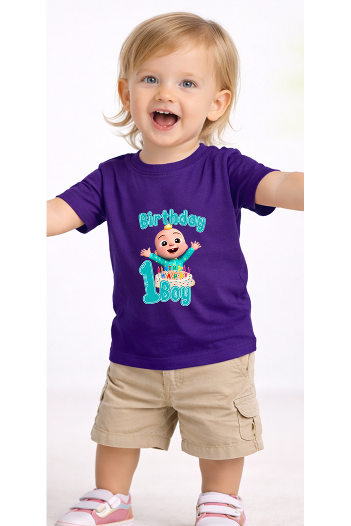 petite pati Mor Cocbirthday1 Bebek Tişört %100 Pamuk Penye Çocuk Tshirt Baskılı fotoğrafı 2 (önizleme)