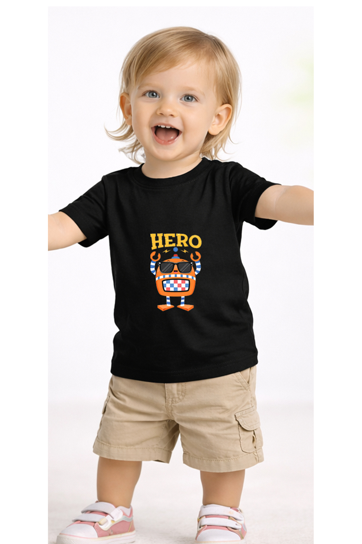 petite pati Siyah Herorobot Bebek Tişört %100 Pamuk Penye Çocuk Tshirt Baskılı fotoğrafı 2 (önizleme)