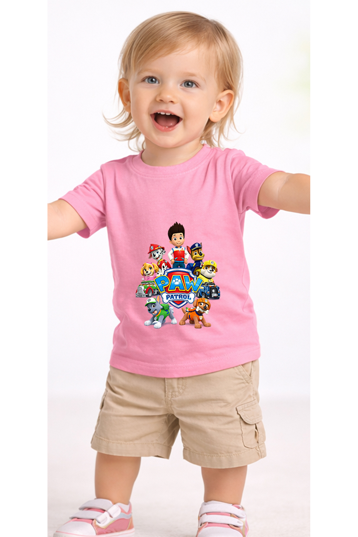 petite pati Pembe Pawaptrolgroupround Bebek Tişört %100 Pamuk Penye Çocuk Tshirt Baskılı fotoğrafı 2 (önizleme)