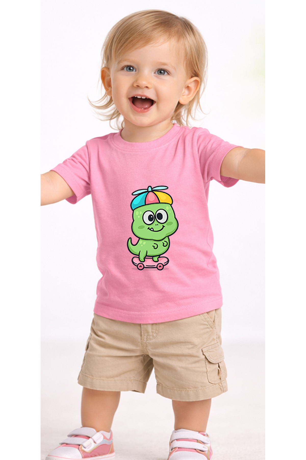 petite pati Pembe Skatecute Bebek Tişört %100 Pamuk Penye Çocuk Tshirt Baskılı fotoğrafı 2 (önizleme)