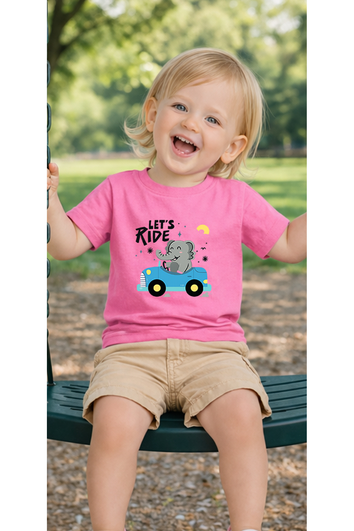 petite pati Pembe Letsride Bebek Tişört %100 Pamuk Penye Çocuk Tshirt Baskılı fotoğrafı 3 (önizleme)