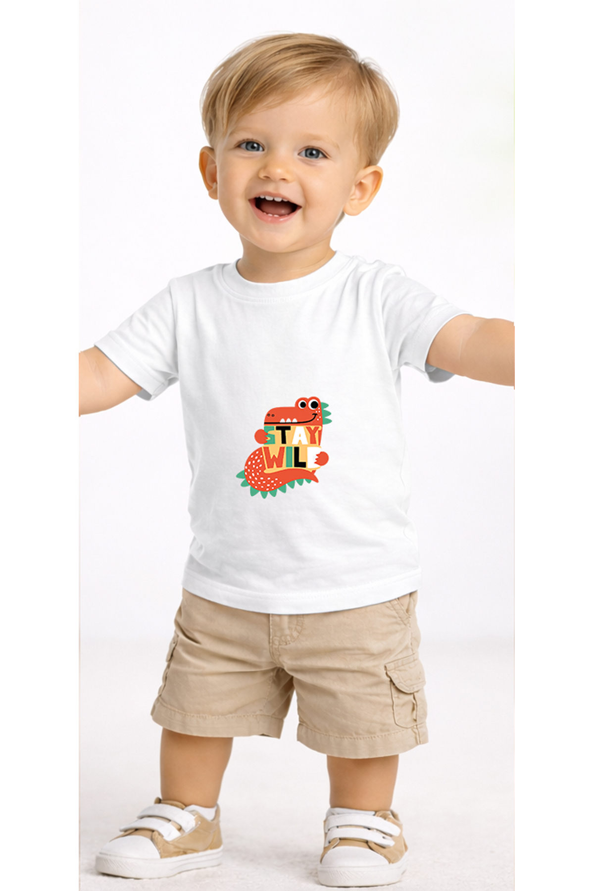 petite pati Beyaz Wilddino Bebek Tişört %100 Pamuk Penye Çocuk Tshirt Baskılı fotoğrafı 2 (önizleme)
