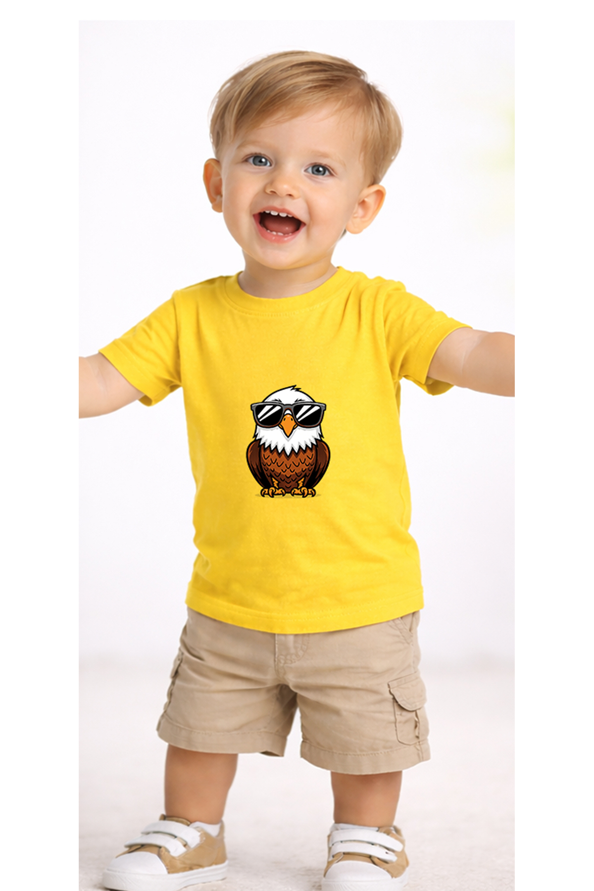 petite pati Sarı Eagleglasses Bebek Tişört %100 Pamuk Penye Çocuk Tshirt Baskılı fotoğrafı 2 (önizleme)