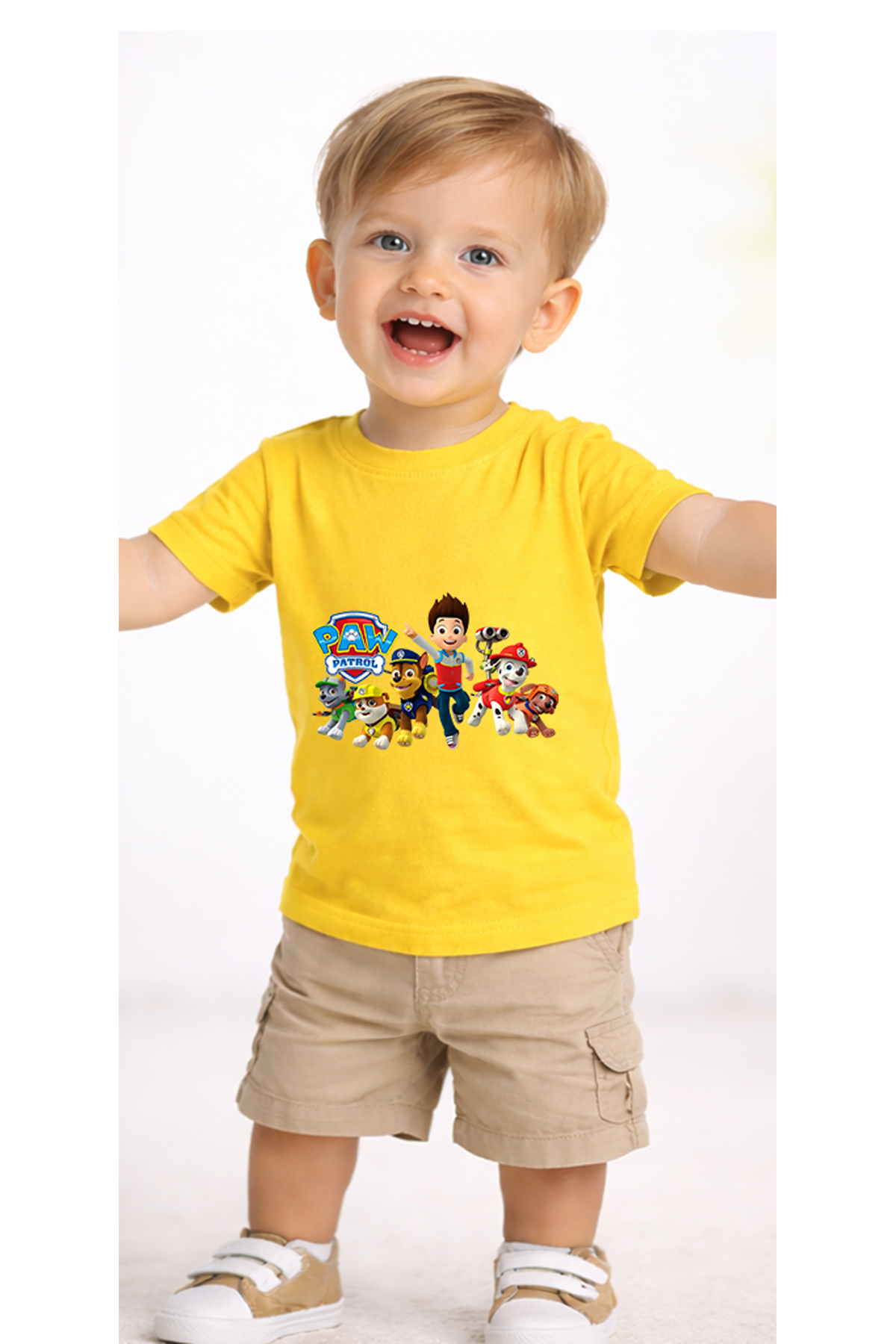 petite pati Sarı Pawpatgroup Bebek Tişört %100 Pamuk Penye Çocuk Tshirt Baskılı fotoğrafı 2 (önizleme)
