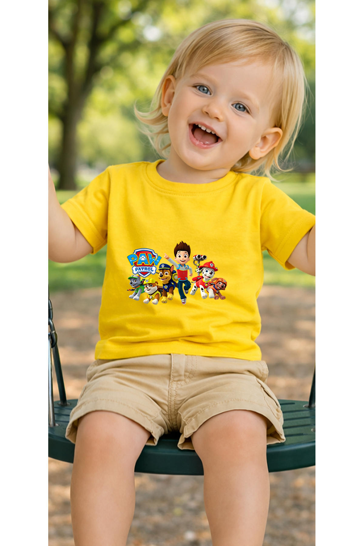 petite pati Sarı Pawpatgroup Bebek Tişört %100 Pamuk Penye Çocuk Tshirt Baskılı fotoğrafı 3 (önizleme)