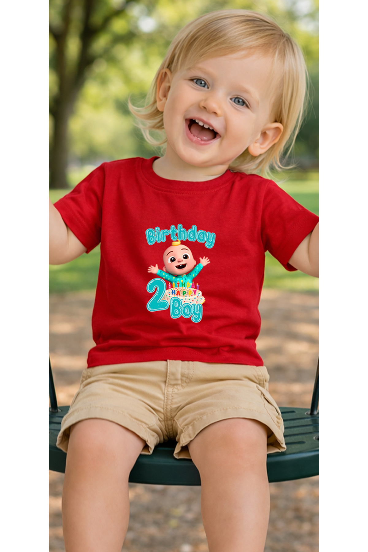 petite pati Kırmızı Cocobirthday2 Bebek Tişört %100 Pamuk Penye Çocuk Tshirt Baskılı fotoğrafı 3 (önizleme)