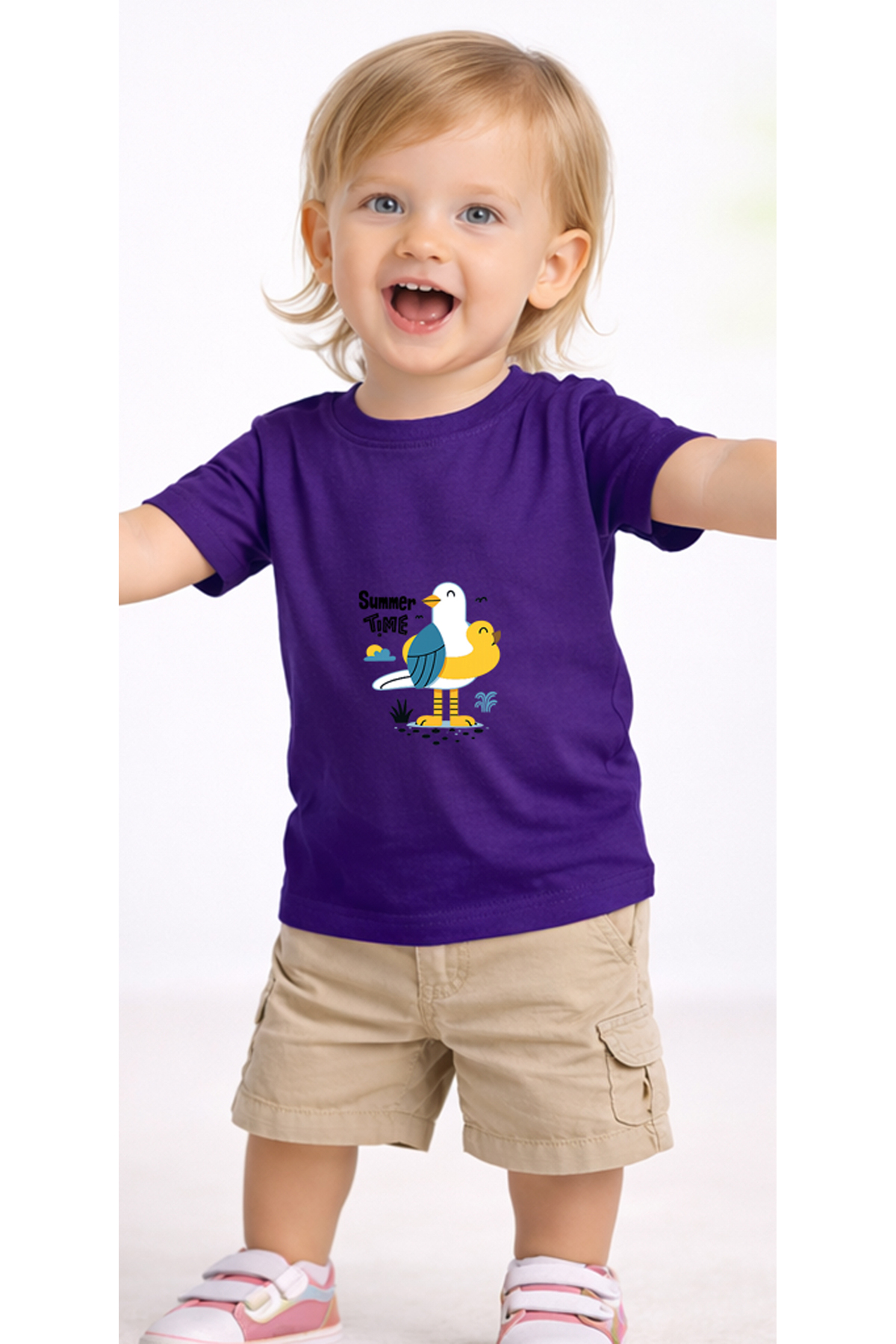 petite pati Mor Summerbird Bebek Tişört %100 Pamuk Penye Çocuk Tshirt Baskılı fotoğrafı 2 (önizleme)