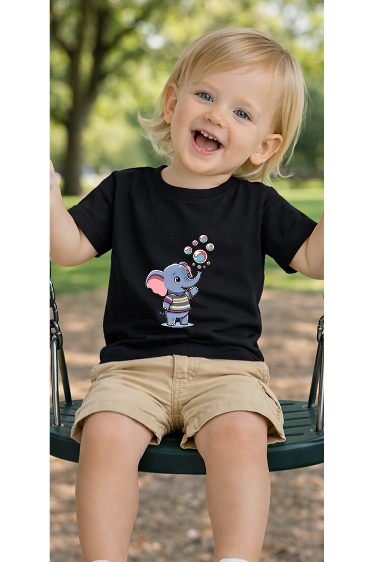 petite pati Siyah Fillbubble Bebek Tişört %100 Pamuk Penye Çocuk Tshirt Baskılı fotoğrafı 3 (önizleme)