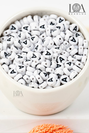 BeadLoa 4x7 mm Yassı Tek Harf - A - Alfabe Boncuk Harfli Boncuk 100 Adet