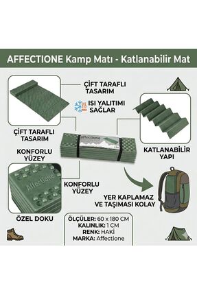 AFFECTİONE Kamp Minderi, Kamp Matı, Hafif Kamp Minderi, Katlanabilir Minder, ...