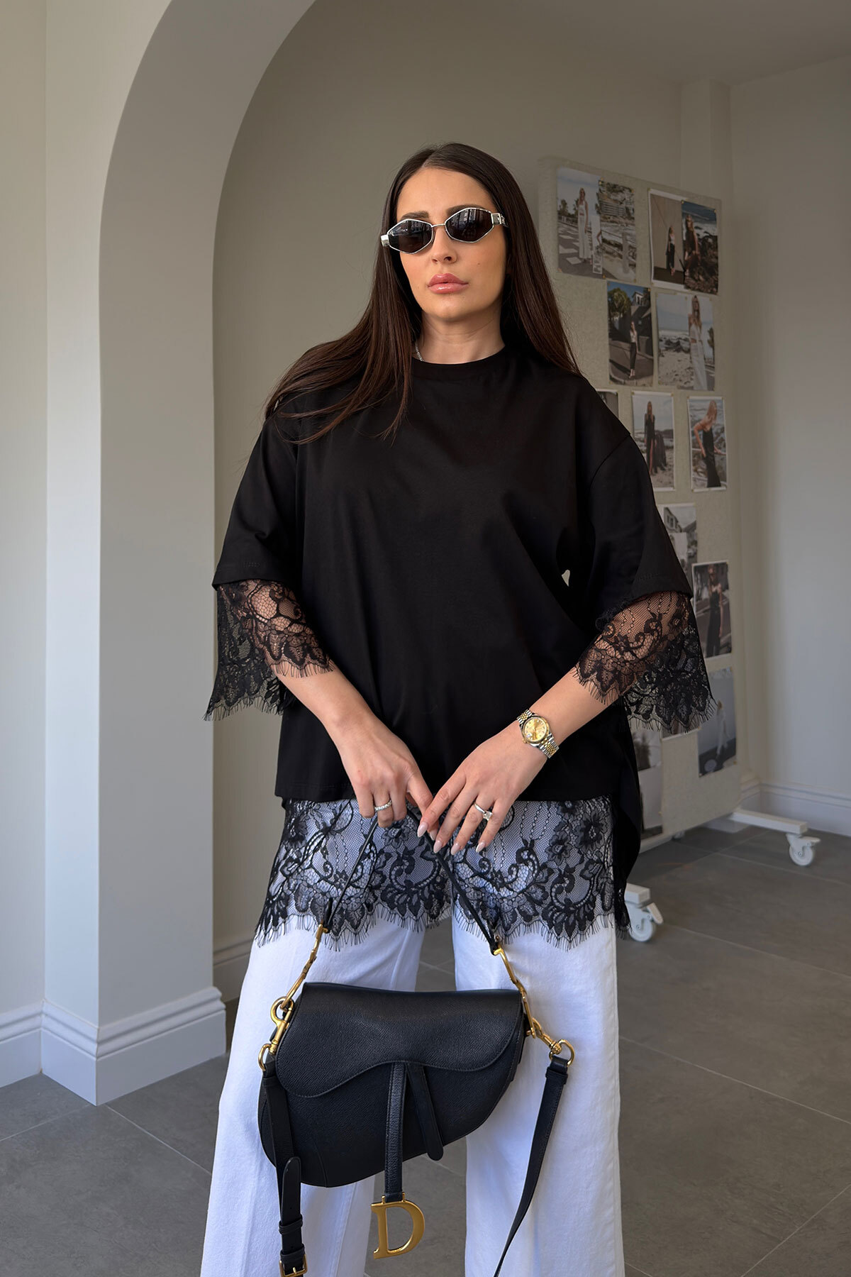 MAGARDE  Dantel Detay Premium Bluz- SİYAH - Görsel 5