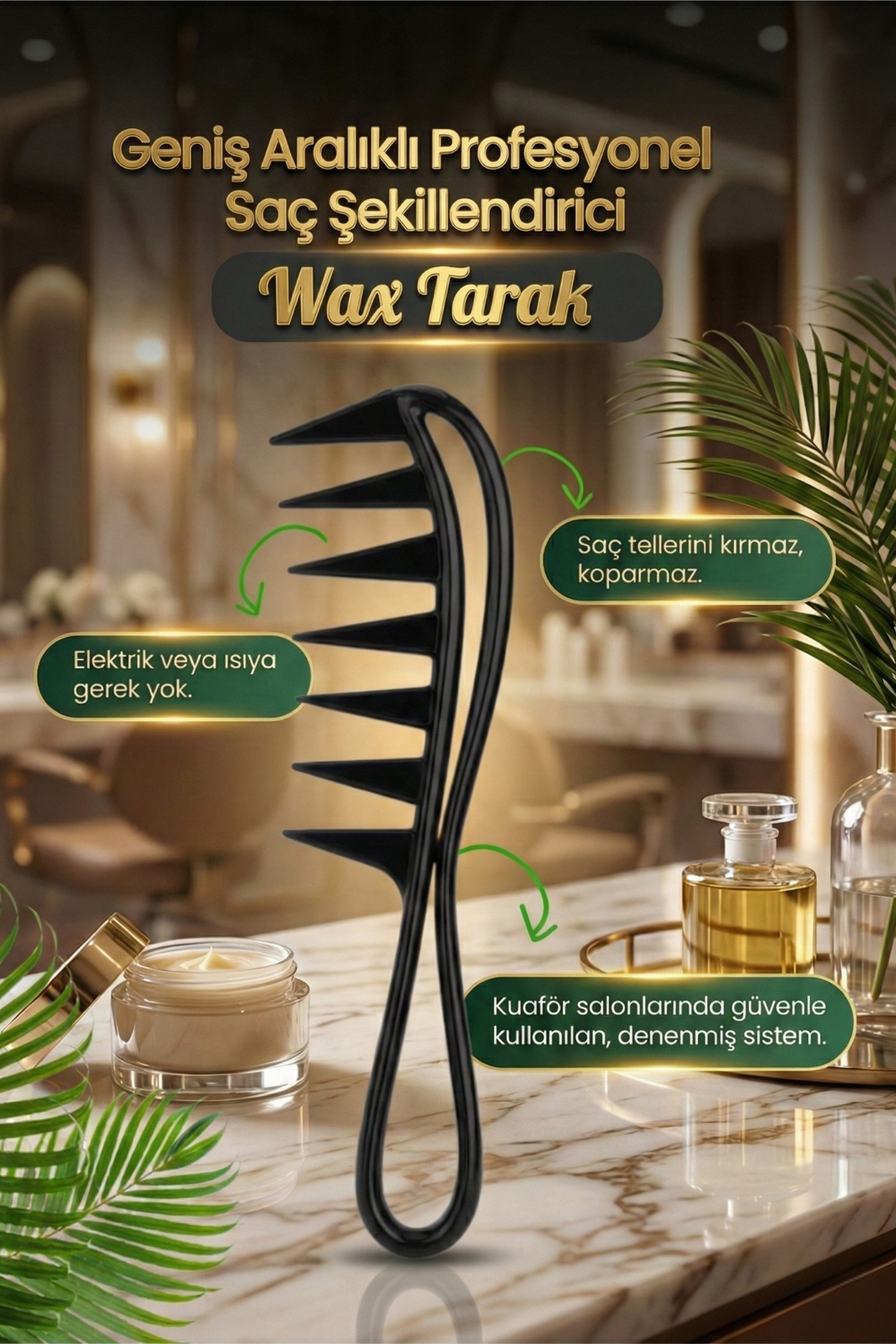 Mucizevi Saç Şekillendirme Seti 3'lü Tarak Seti Wax Tarağı Hacim Tarağı — مشکی 3pi098829 — تصویر 3 از 6