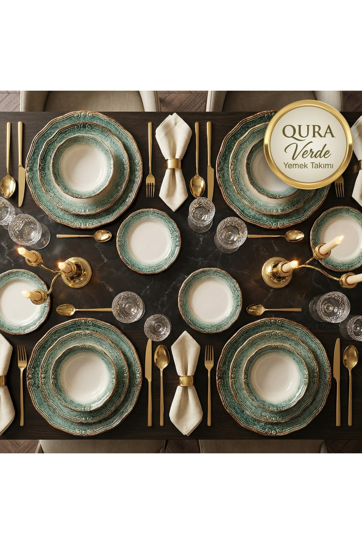 QURA Porselen Verde Yemek Takımı 4 Kişilik-Yemek Seti