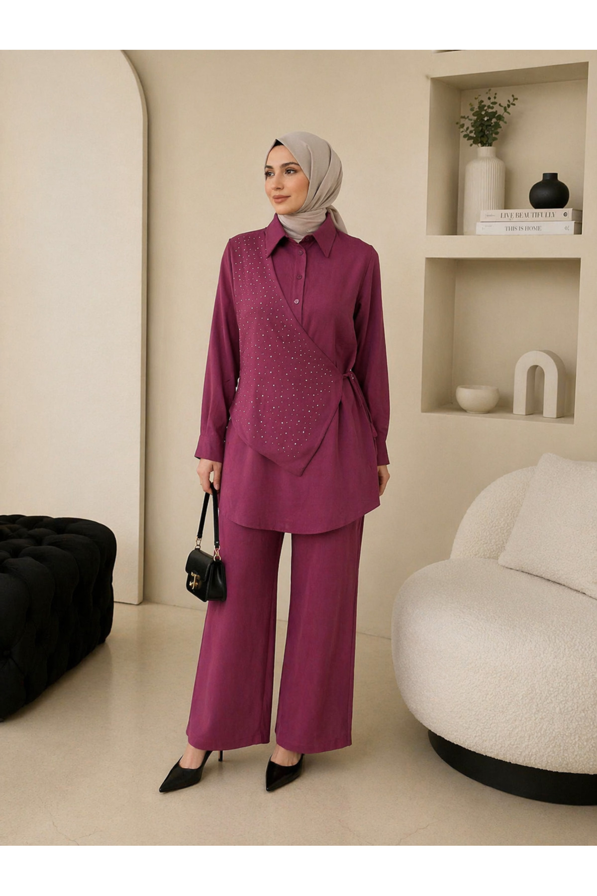 Deluxe Taş İşlemeli İkili Takım