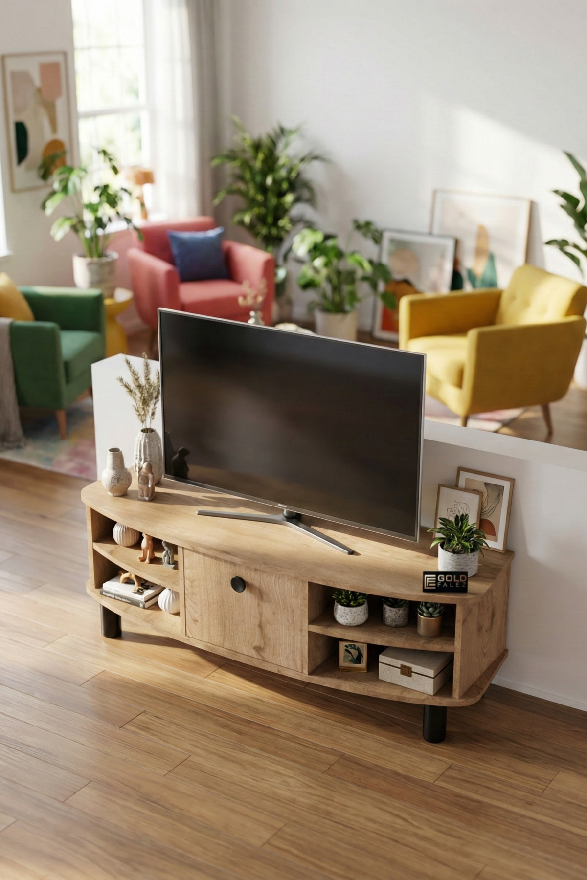 Goldfalez Vienna TV Sehpası Suntalam Bej 136x44 cm görsel 4