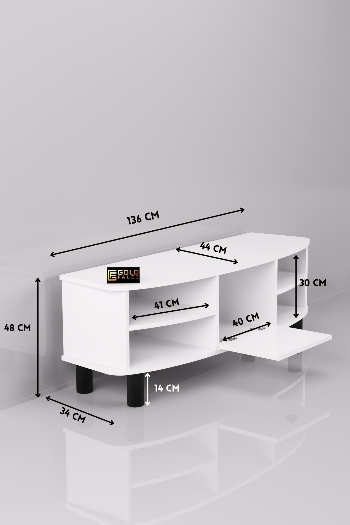 Goldfalez Vienna TV Sehpası Suntalam Beyaz 136x44 cm görsel 2