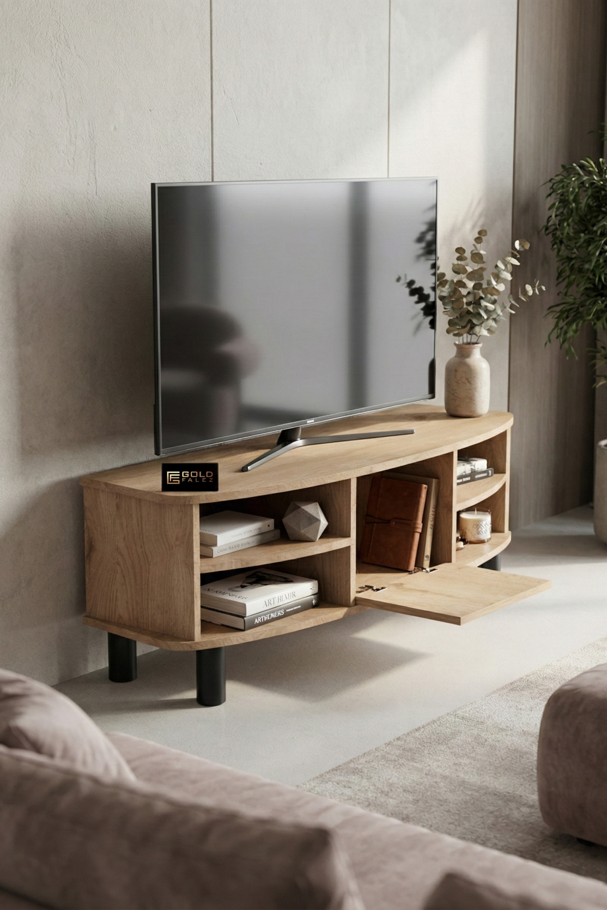Goldfalez Vienna TV Sehpası Suntalam Bej 136x44 cm görsel 5
