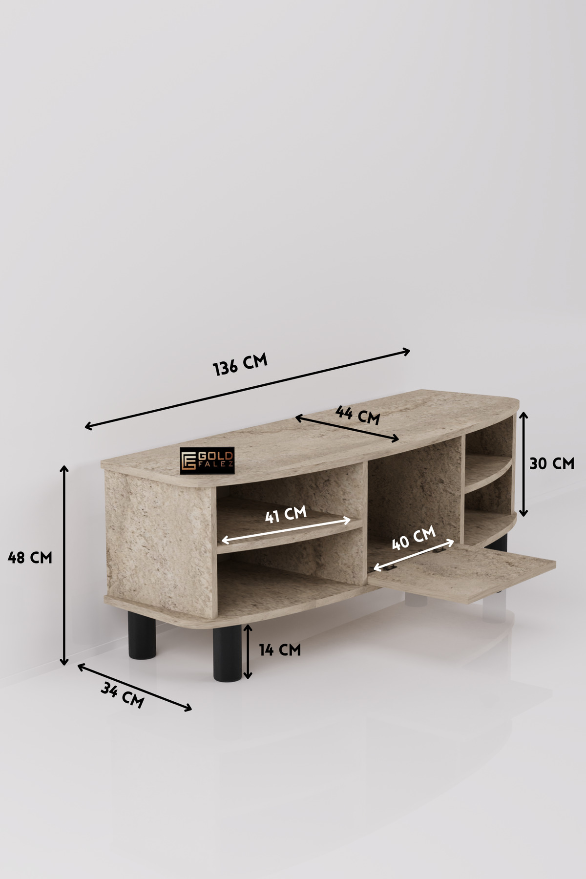 Goldfalez Vienna TV Sehpası Suntalam Ekru 136x44 cm görsel 2