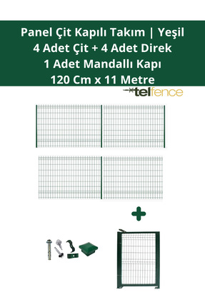 Telfence Panel Çit Takımı 11 Metre ( 4 Çit + 4 Direk + Mandallı Kapı ) Avanta...